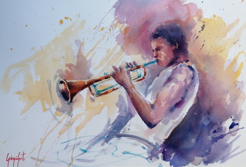 Jazztrompettist door Giorgio Gosti