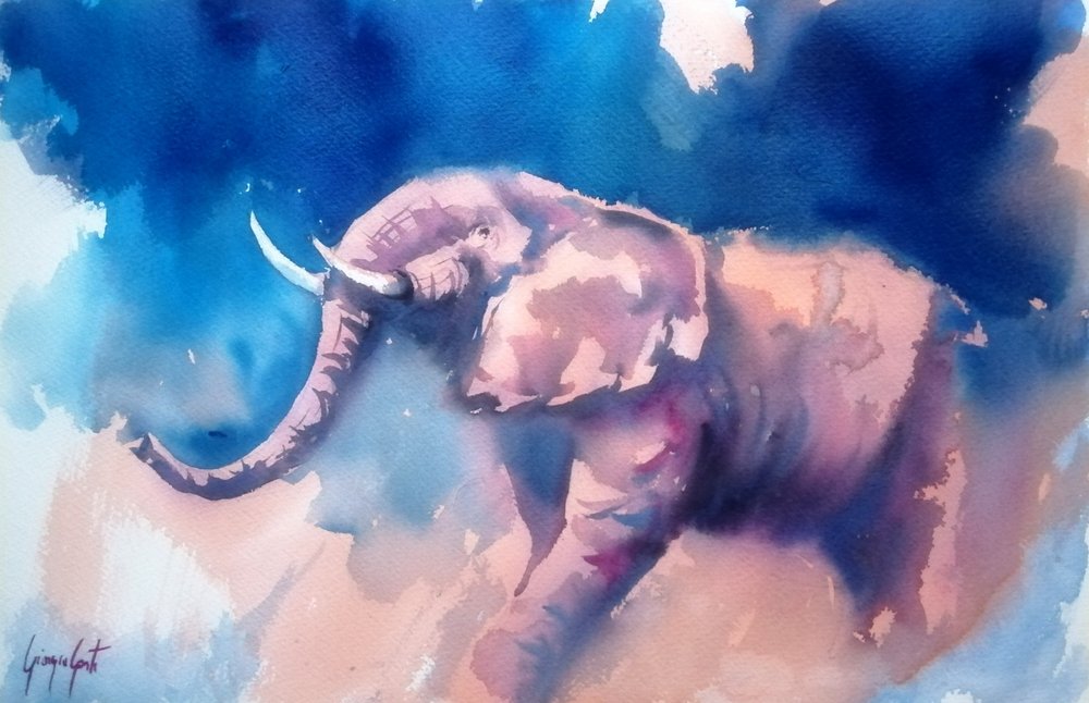 Majestueuze blauwe olifant door Giorgio Gosti