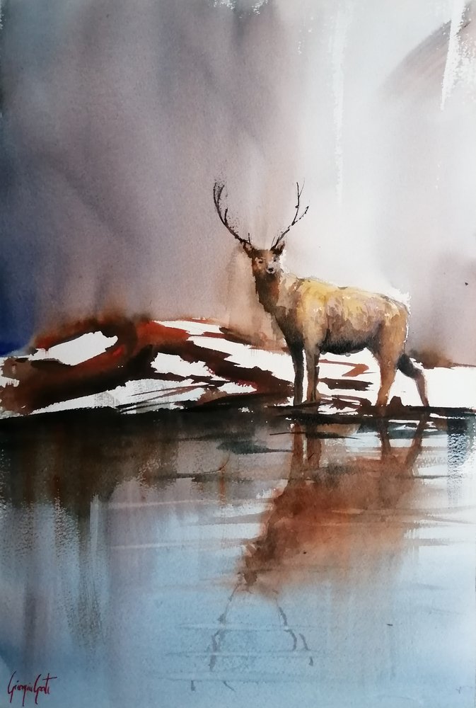 Een hertenhorn in de winter door Giorgio Gosti