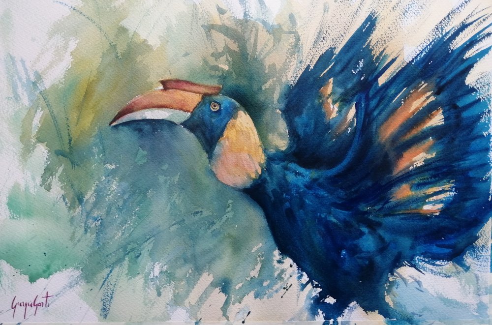 Tropische blauwe neushoornvogel door Giorgio Gosti