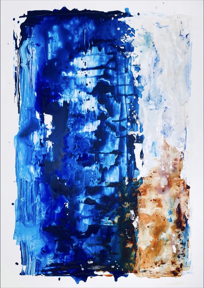 Diepblauwe abstractie door Gustaf Tidholm