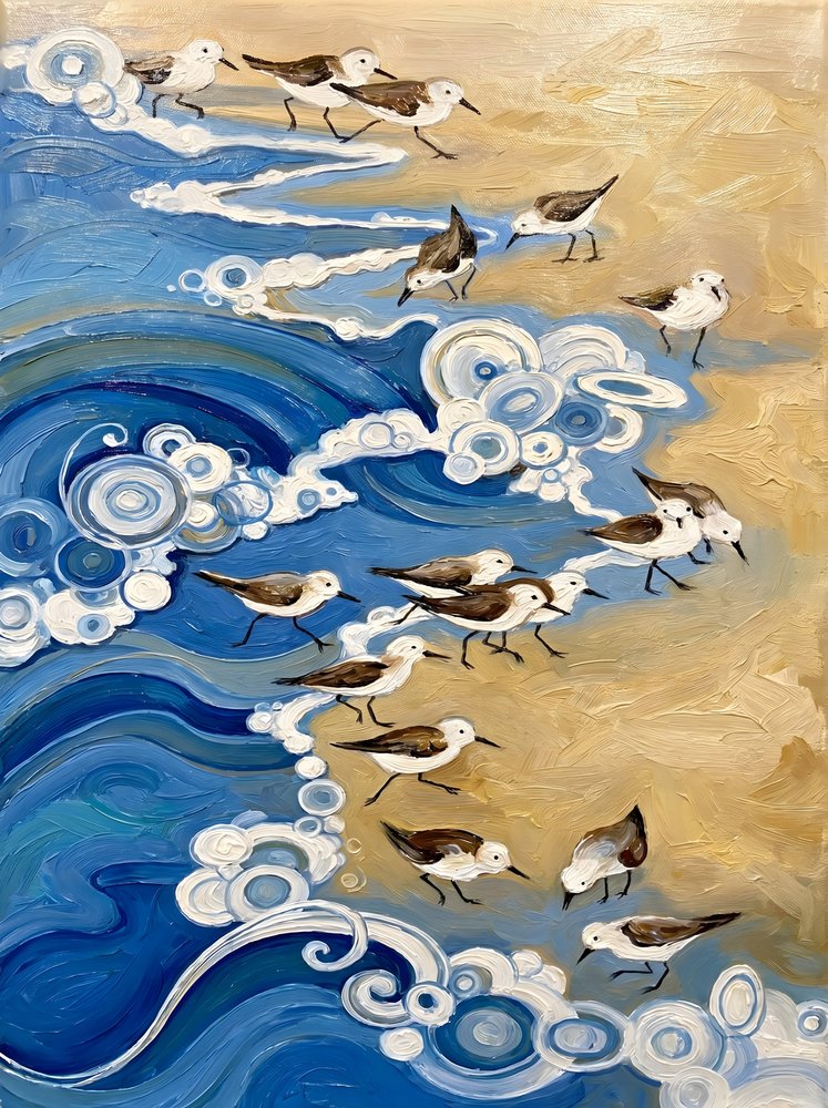 Kustvogels en golven door HUGO