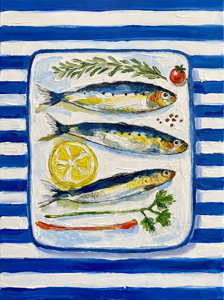 Verse sardines met blauwe strepen door HUGO