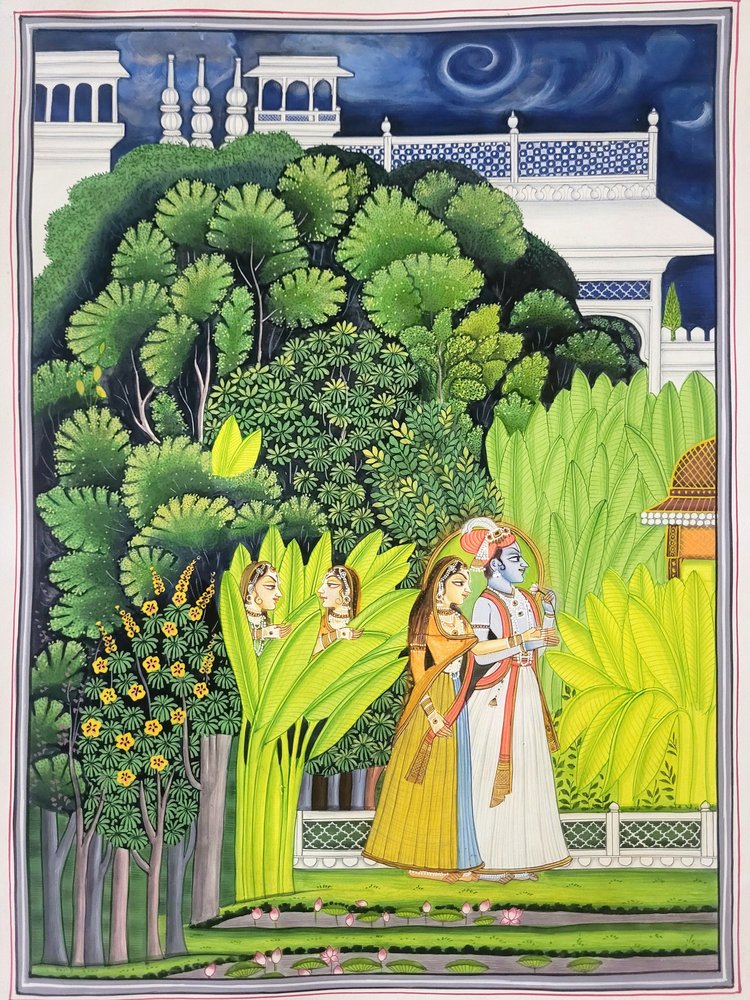 Radha Krishna-tuin bij maanlicht door IMAGINEERS STUDIO