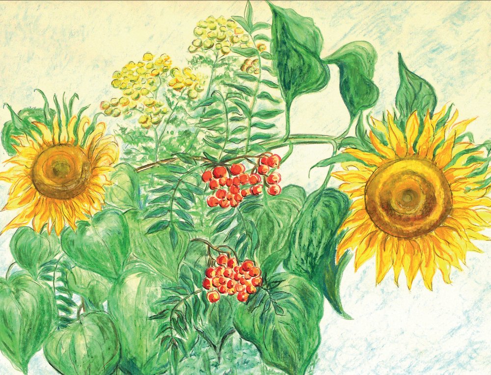 Zonnebloemen en herfstbessen door Ida Publishing