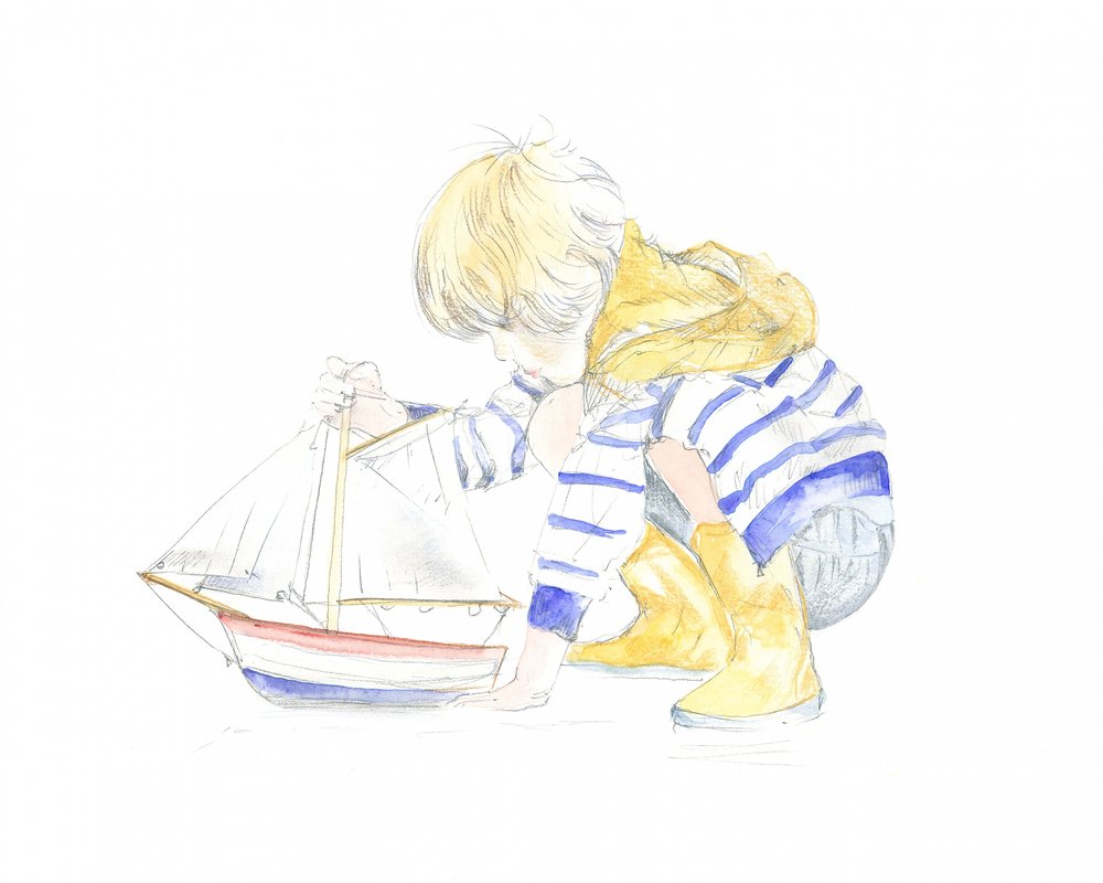 Jongen en boot door Isabelle Brent
