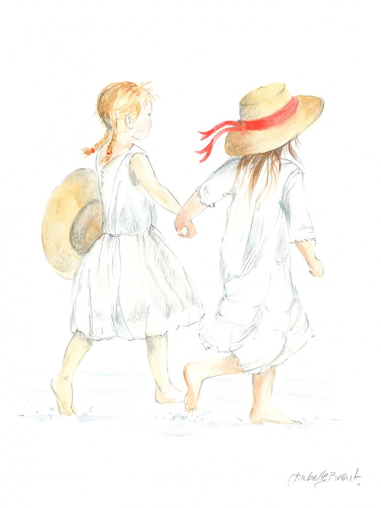 Meisjes op het strand door Isabelle Brent