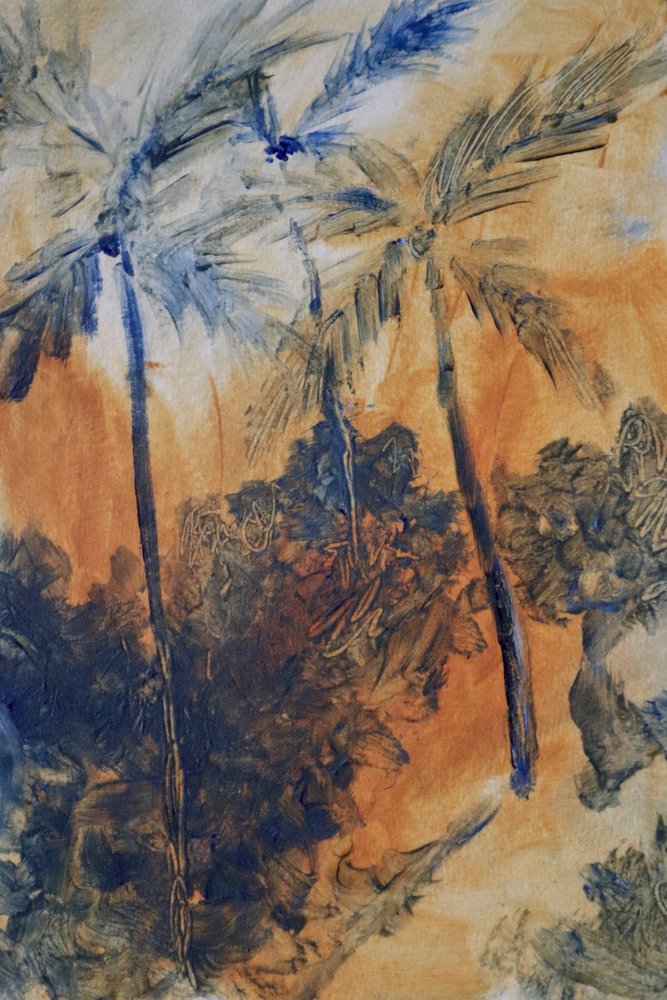Tropische blauwe palmen door JMF FINE ART