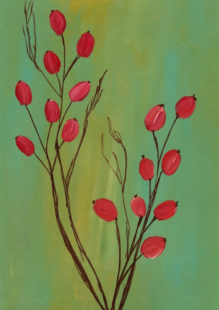 Abstracte bessentakken door Janine Brewster