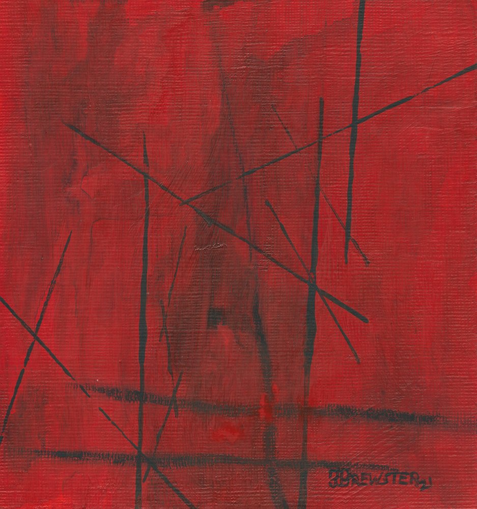 Abstracte rode lijnen door Janine Brewster