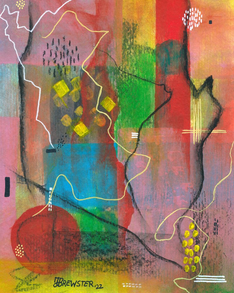 Dynamische, abstracte, kleurrijke vormen door Janine Brewster