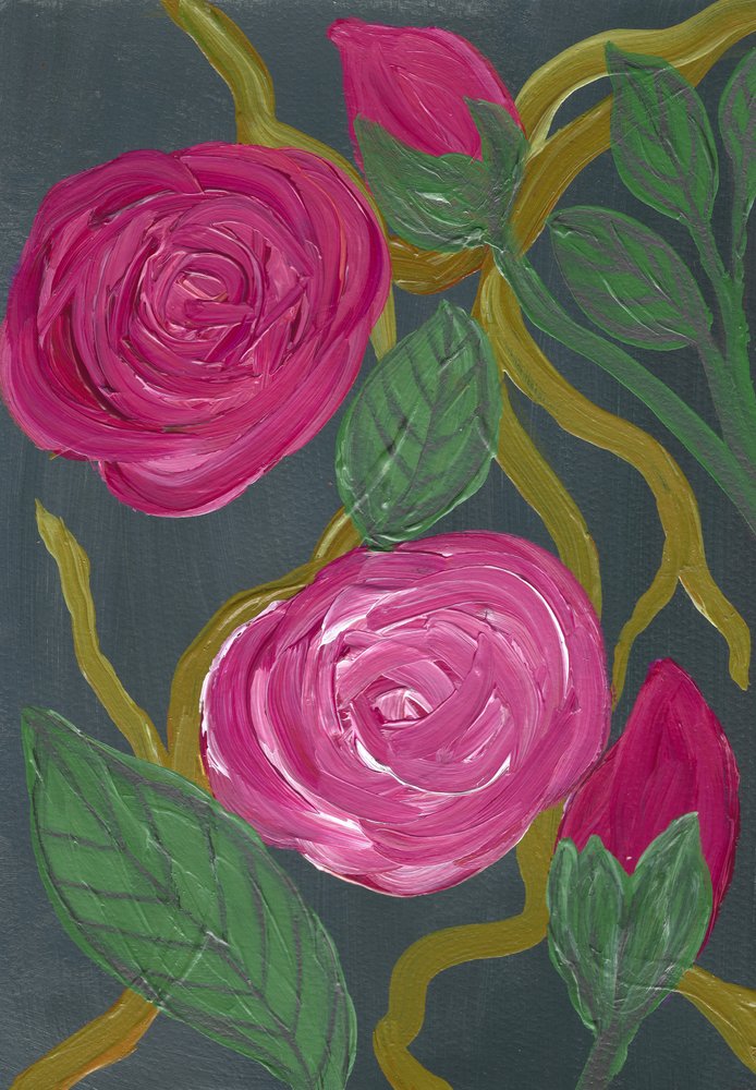 Weelderige roze rozen door Janine Brewster