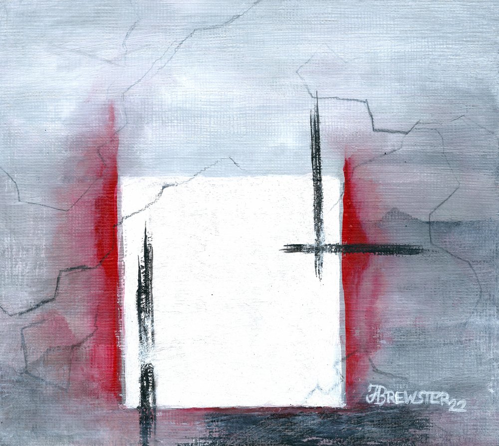 Stark Red Square door Janine Brewster