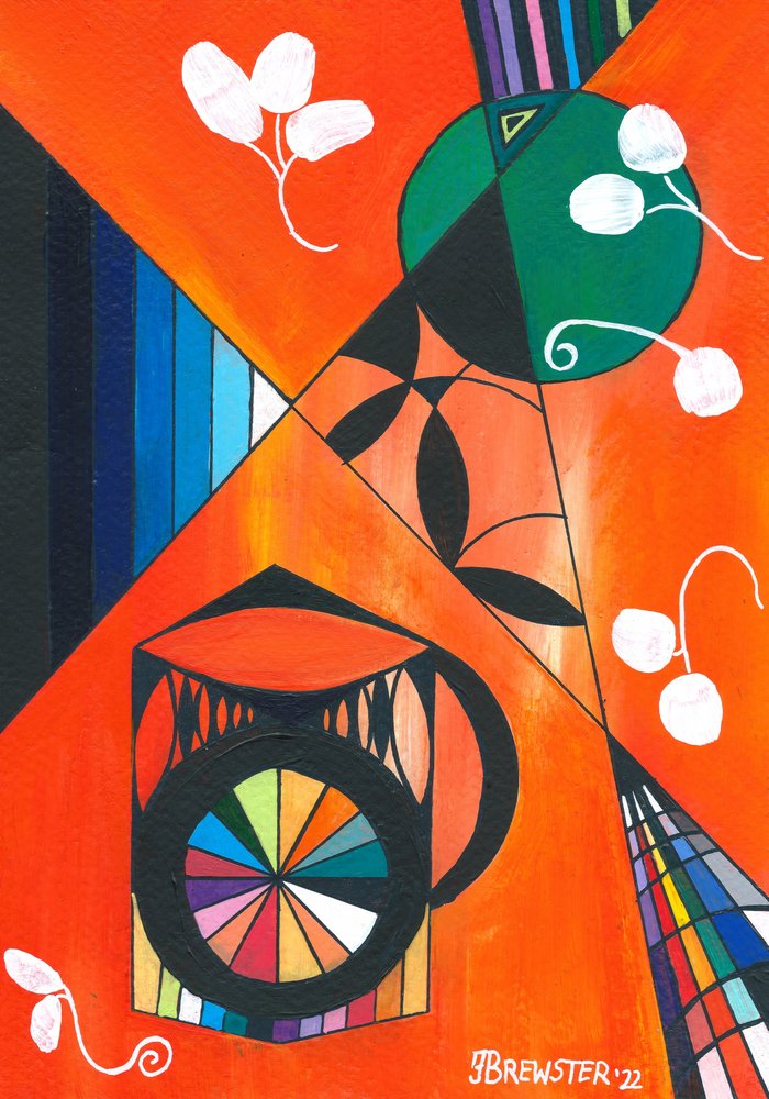 Levendige geometrische compositie door Janine Brewster