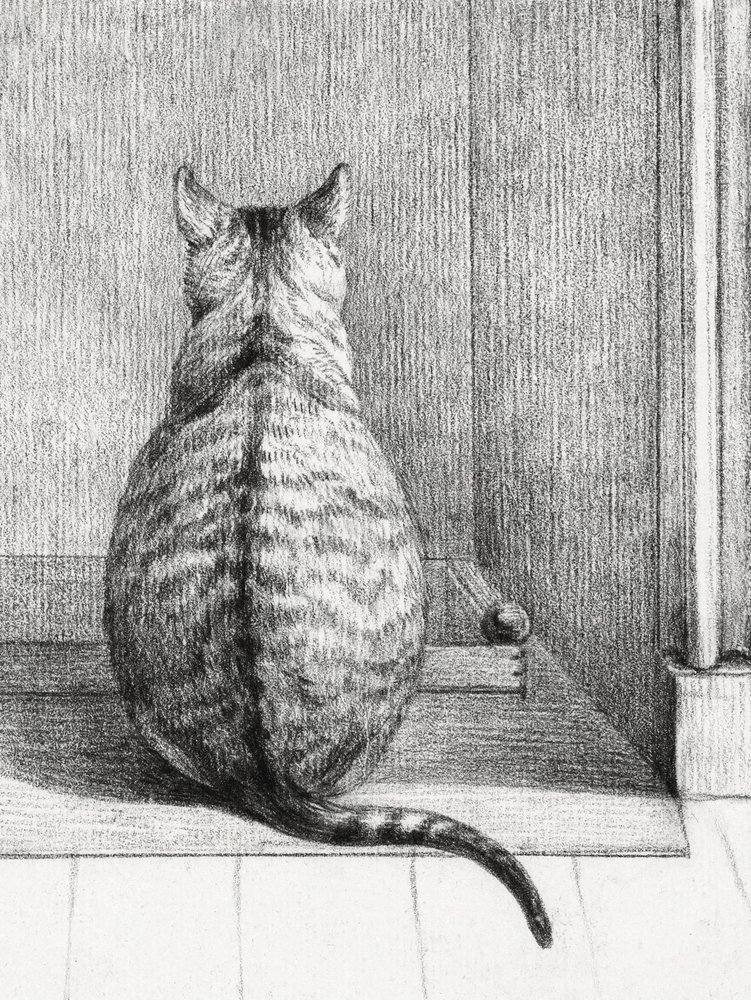 Zittende kat, van achteren gezien (1812) door Jean Bernard