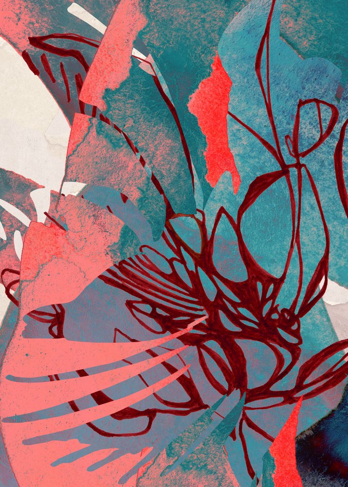 Coral Teal Organic Flow door Jenja Braun