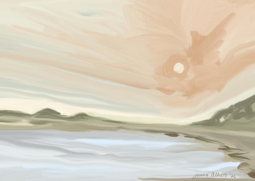 Rustige zonsondergang op het strand door Jenna Alheit