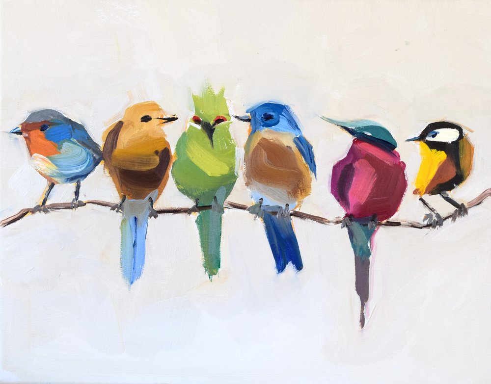 Vogels op een tak door Jenny Westenhofer