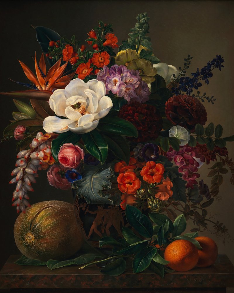 Een vaas met bloemen door Johan Laurentz Jensen