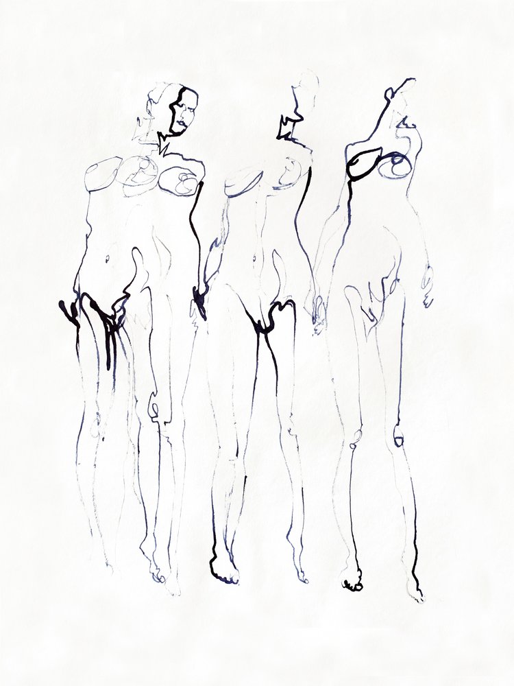 Drie elegante figuren door Joshua Hoskins