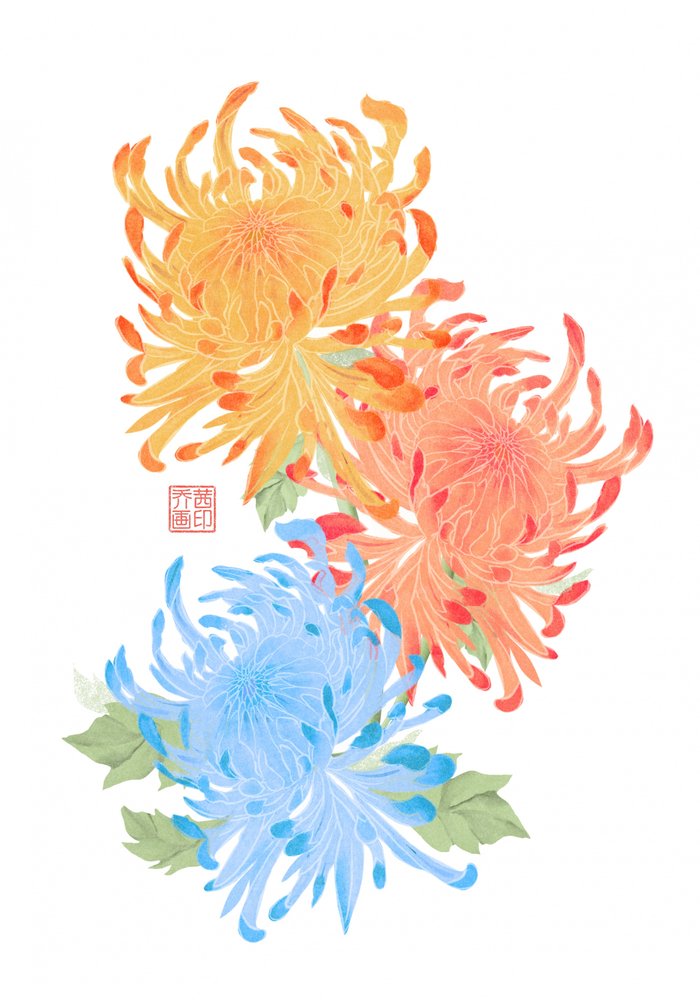 Levendige Aziatische chrysanten door Josie George
