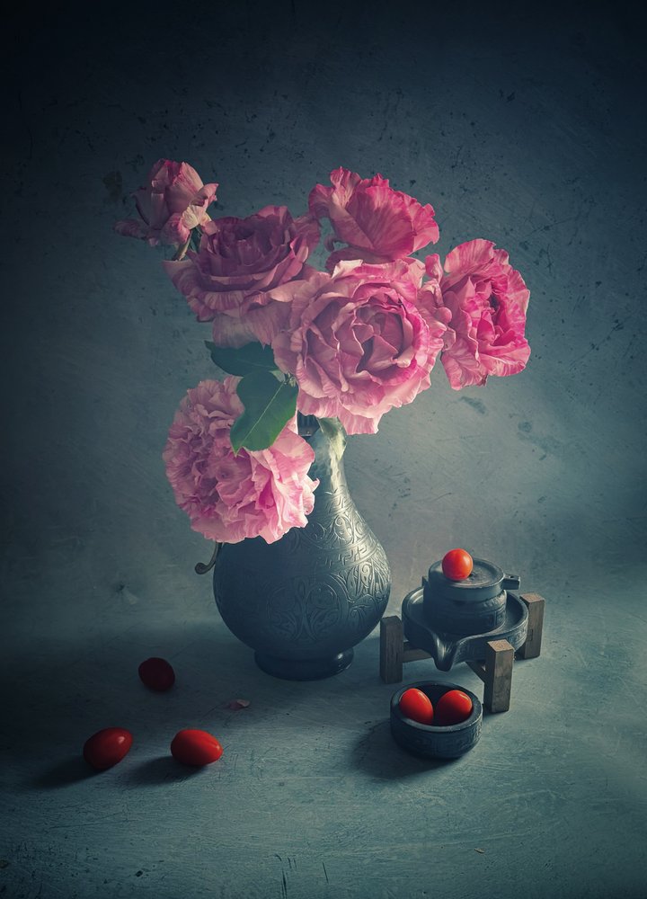 Tuinrozen en tomaten door Judy Tseng
