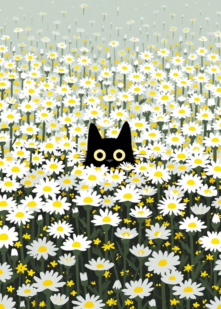 Zwarte Kat Daisy Meadow door Justyna Jaszke