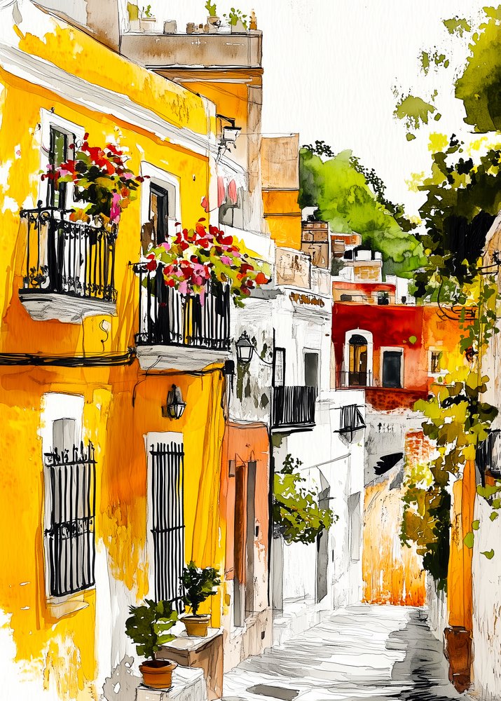 Kleurrijk mediterraan steegje door Justyna Jaszke