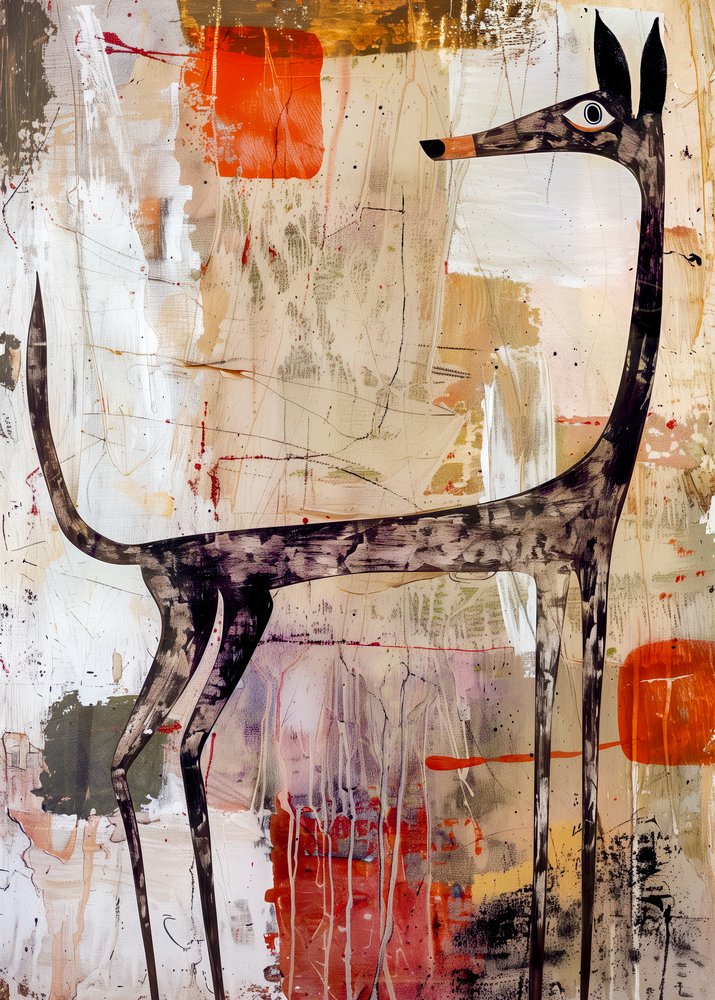 Moderne abstracte windhond door Justyna Jaszke