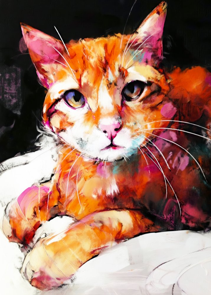 Modern kattenportret door Justyna Jaszke