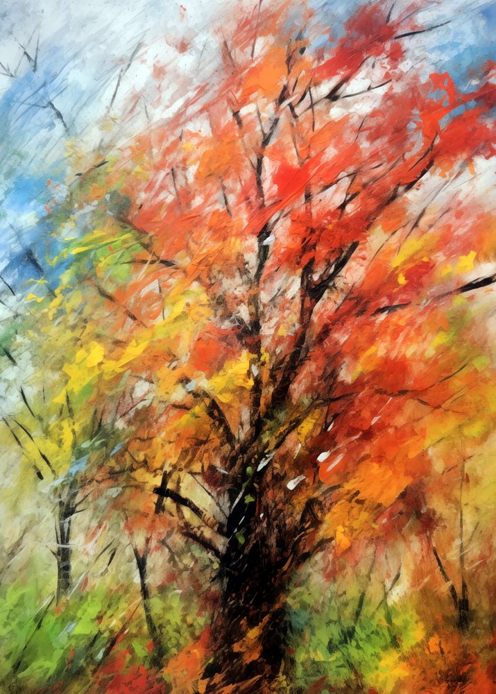 Kleurrijke herfstboom door Justyna Jaszke