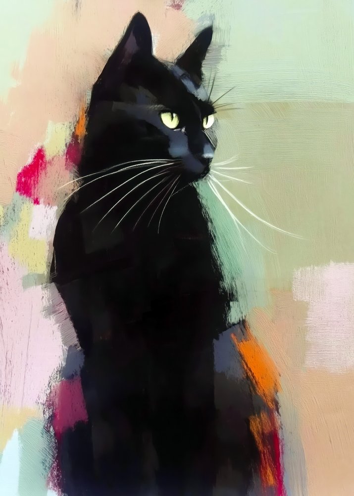Levendige zwarte kat door Justyna Jaszke