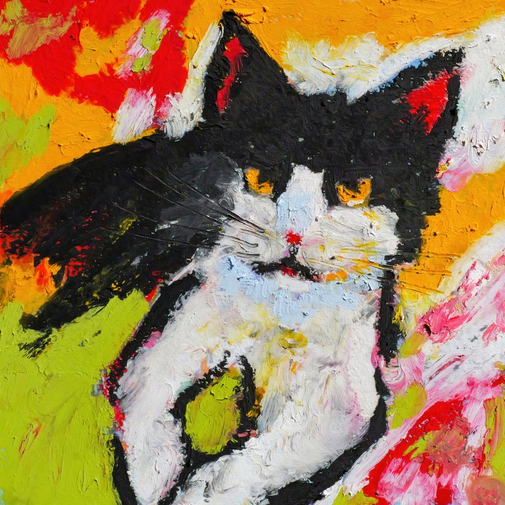 Levendig kattenschilderij door Justyna Jaszke
