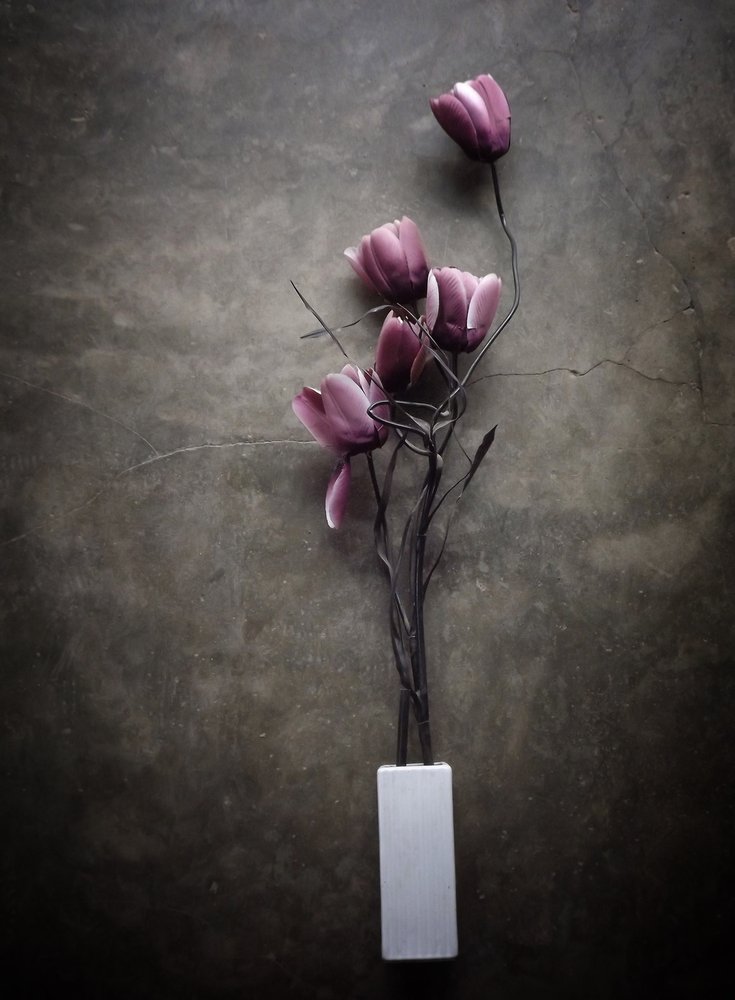 Sombere paarse tulpen door Kahar Lagaa