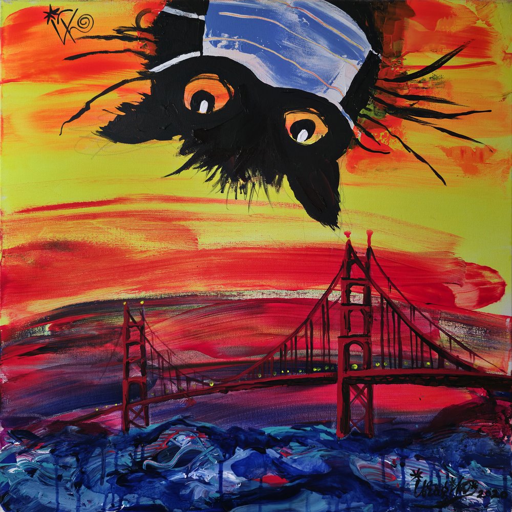 De gemaskerde kat bij zonsondergang in San Francisco door Kanat Ibragimov