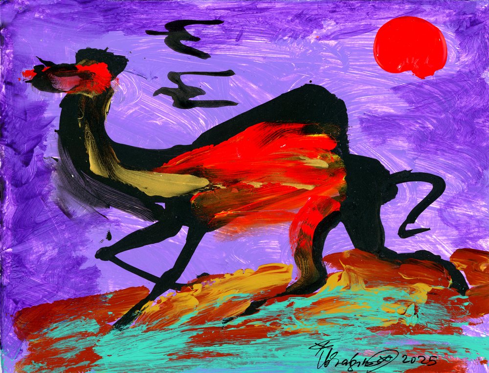 "Kameel en vogels" door Kanat Ibragimov