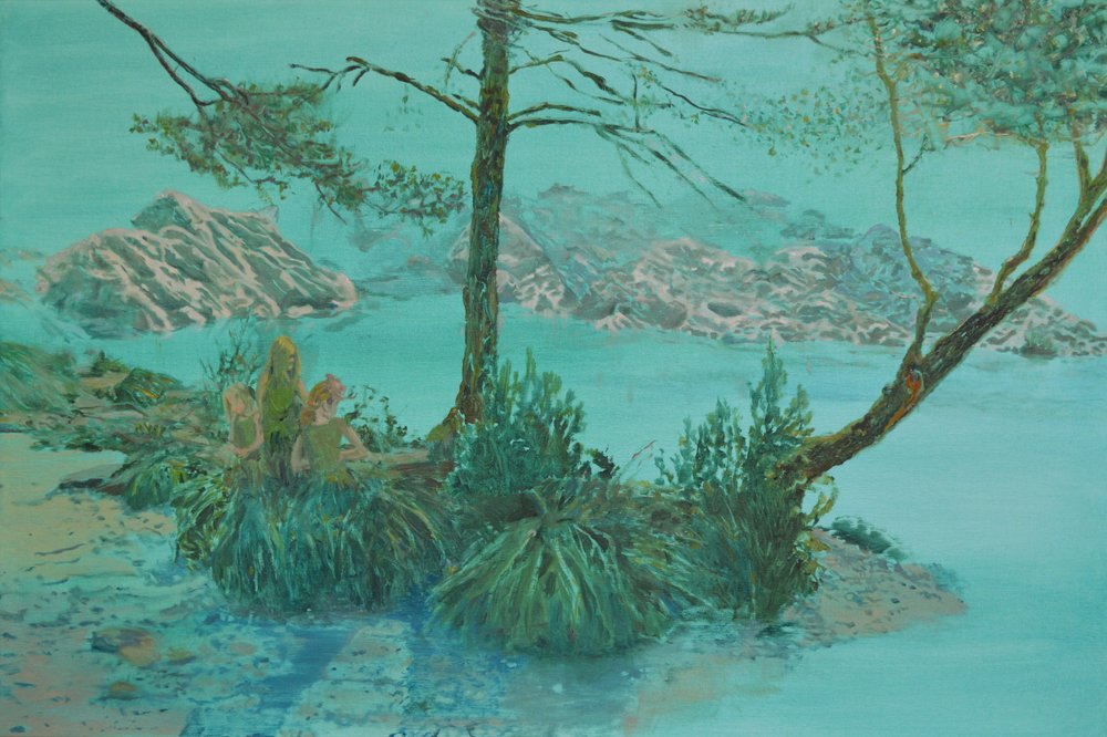 Het serene blauwgroene meer door Karin Bos