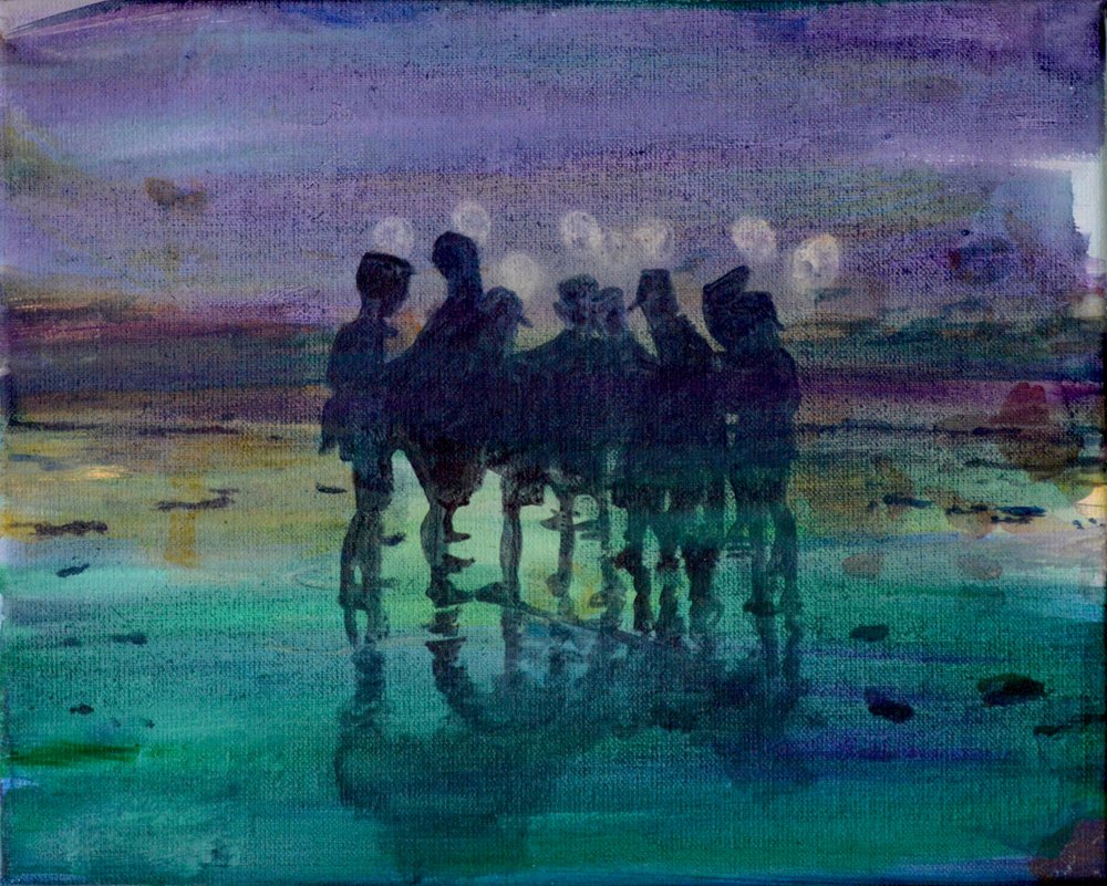Weerspiegeling van schemerfiguren door Karin Bos