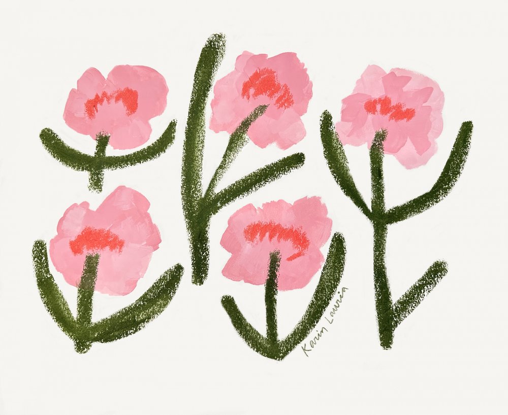 Moderne roze bloemen door Karin Lauria