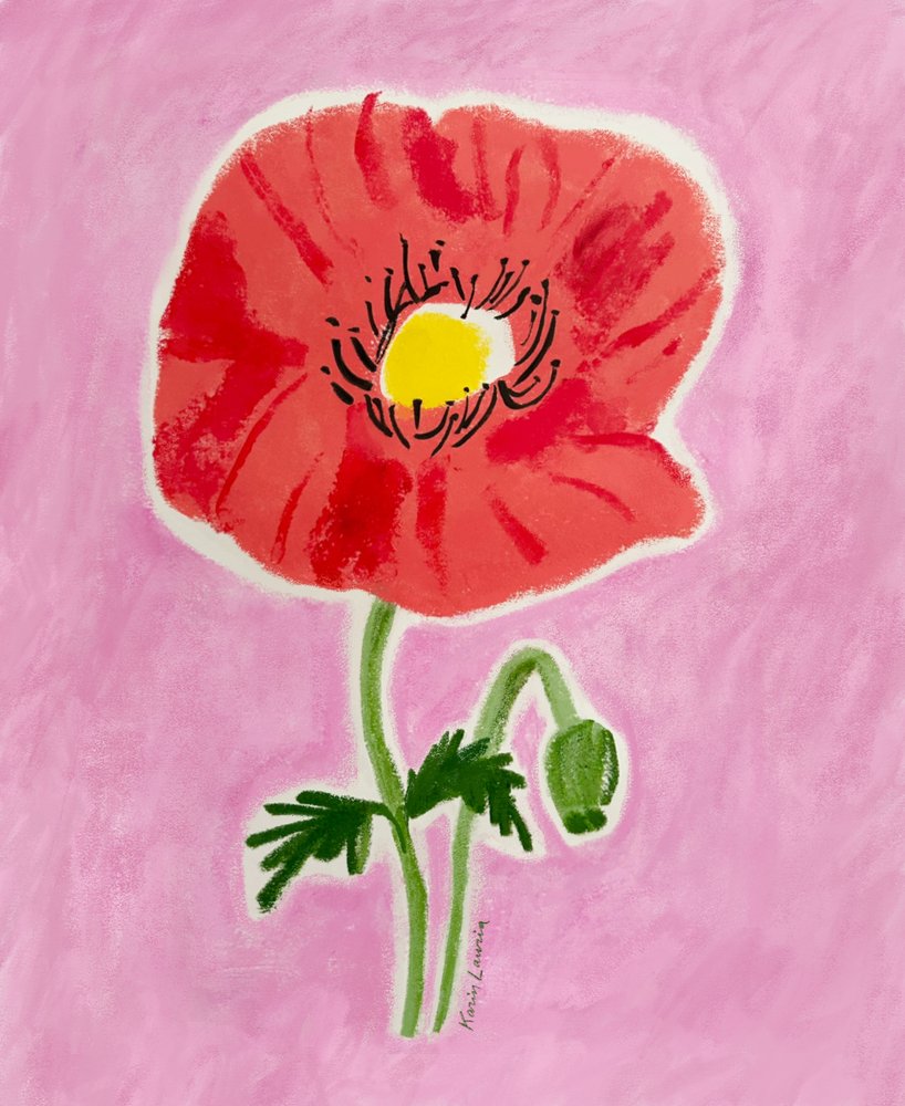Rode papaver in bloei door Karin Lauria