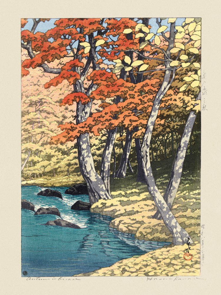 Herfst In Oirase (1933) door Kawase Hasui