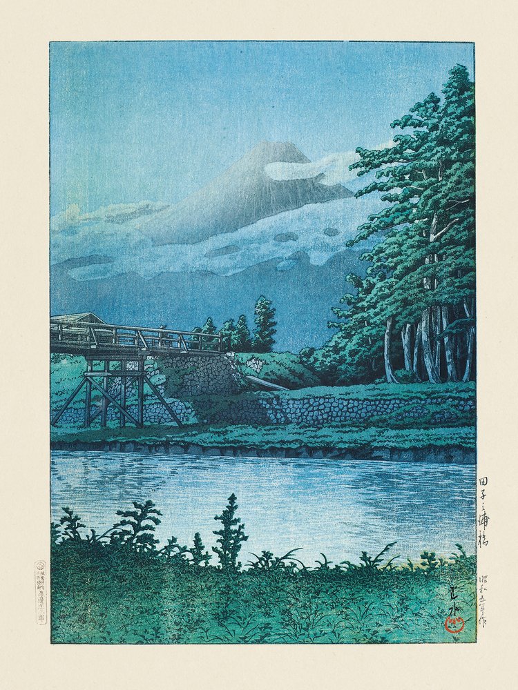 Tago No Ura Hashi (Tago No Ura-brug) (1930) door Kawase Hasui