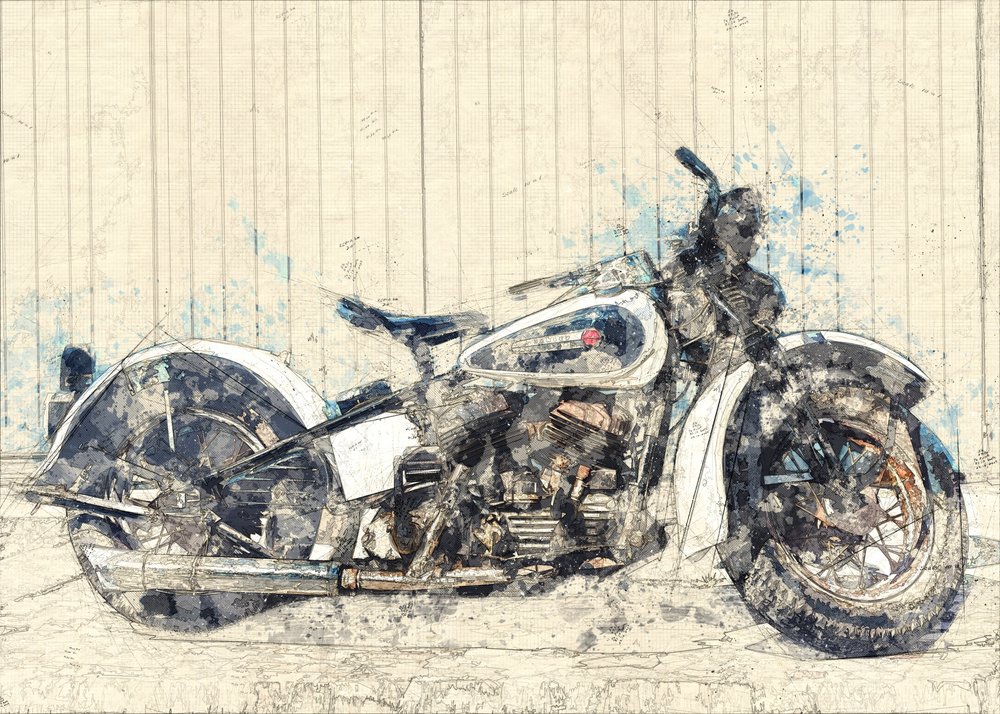 Klassieke motorkunst door Lembayung senja studio [Vintage Poster]