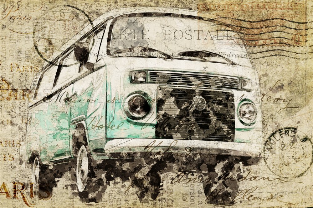 Nostalgisch camperbusje door Lembayung senja studio [Vintage Poster]