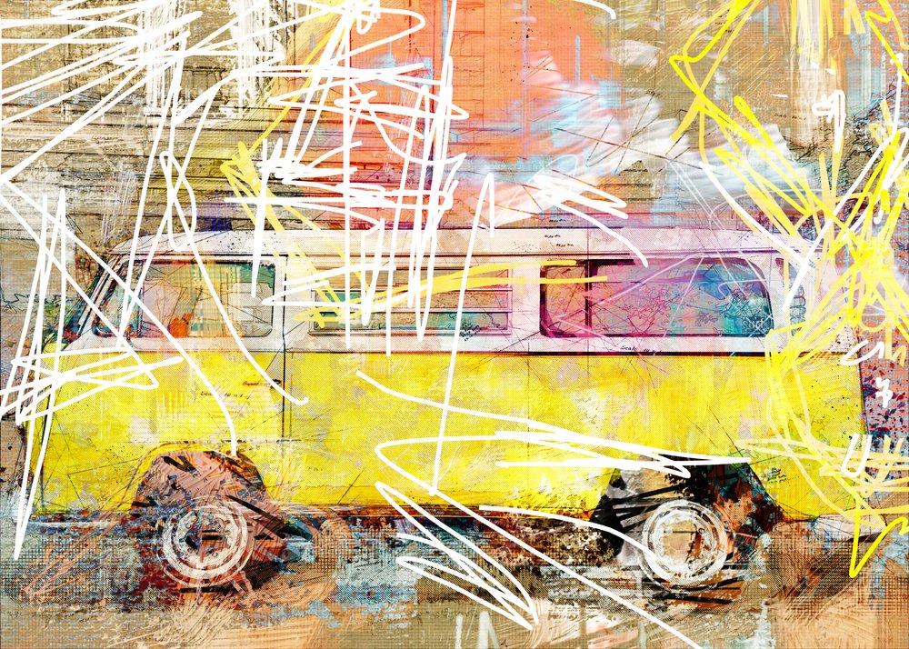 Retro Van Street Art door Lembayung senja studio [Vintage Poster]