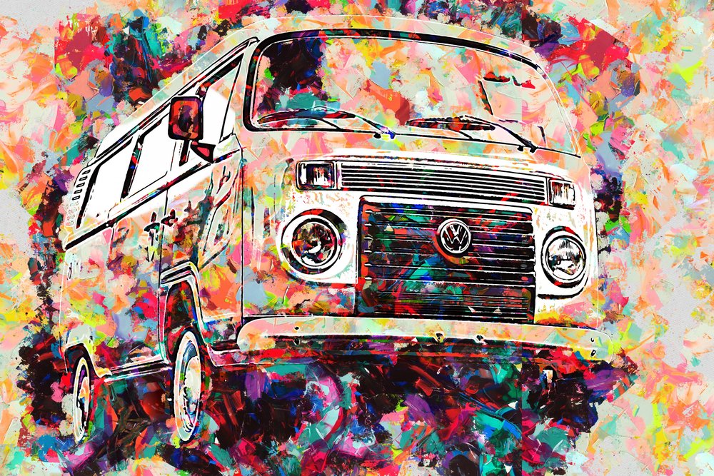 Levendig abstract busje door Lembayung senja studio [Vintage Poster]