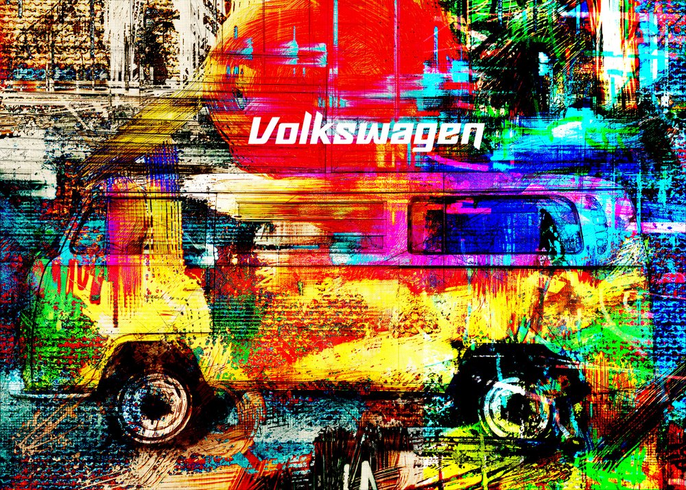 Levendige stadsbus door Lembayung senja studio [Vintage Poster]