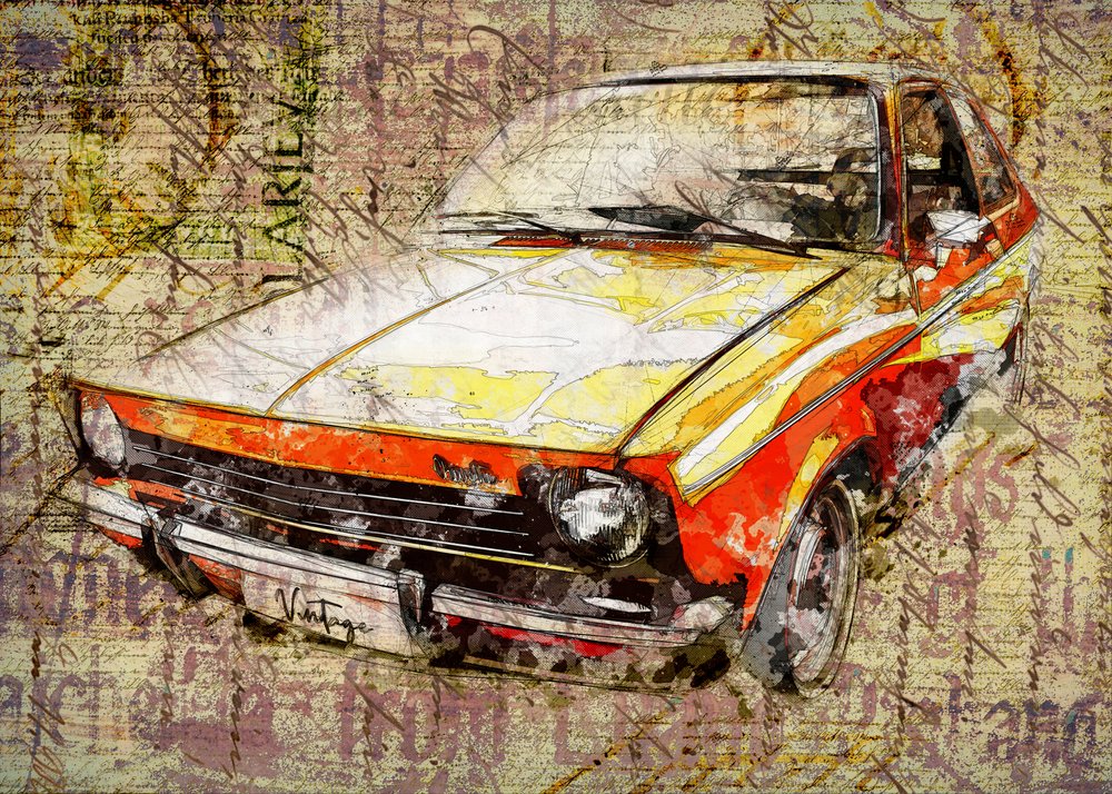 Kunst met oldtimers door Lembayung senja studio [Vintage Poster]