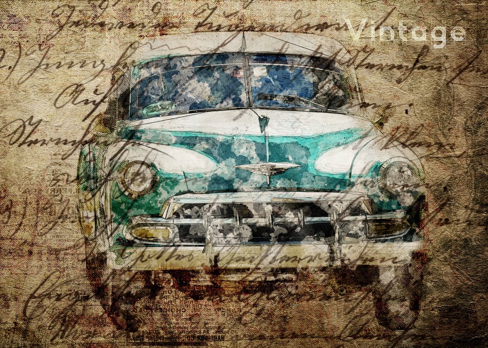 Vintage autoscript door Lembayung senja studio [Vintage Poster]