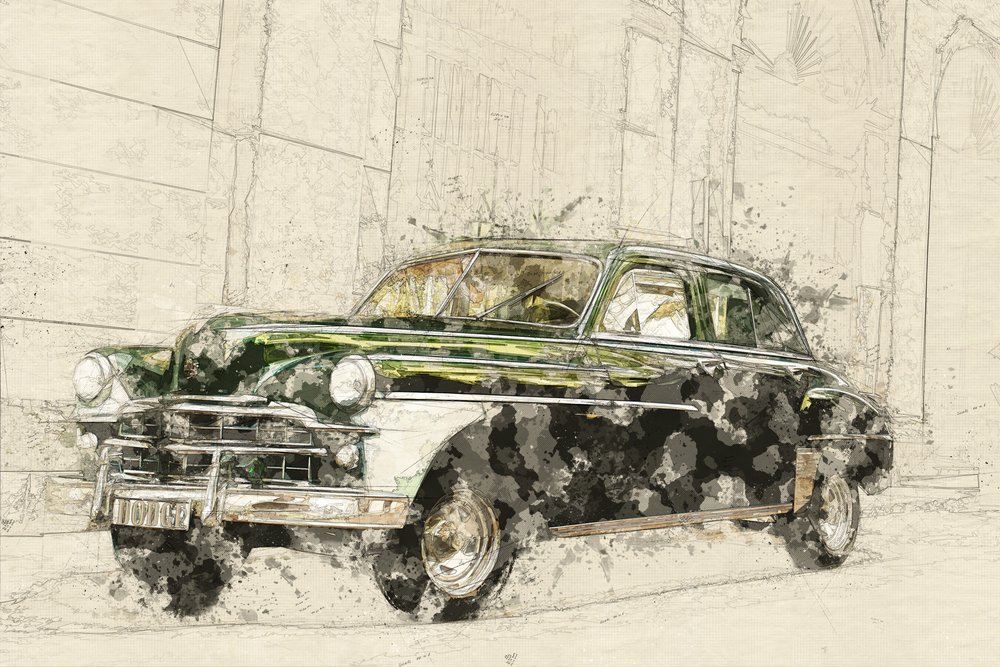 Schetsen van oldtimers door Lembayung senja studio [Vintage Poster]